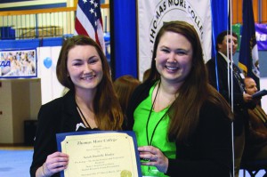 Winner of the Dean's Award for Research Excellence in Social Sciences & Professions, Sarah Danielle Healey (left) presented by 2010 Recipient Katrina R. Lenz ’11
