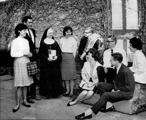 Members of the 1964 junior English Reading List class (Lou is bottom right) meeting with Sr. Loretto Marie.