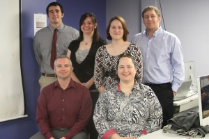 Abomination team (from left) Jacob Schweinefuss, Nicole Kallmeyer, Allison Shoemaker, and Alex Gurren with instructors Chuck Zimmer and Betty Bone. Not pictured are Savannah Frank and Katie Scheben.