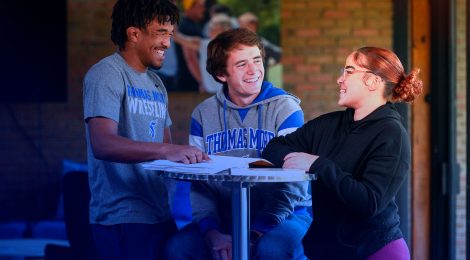 Thomas More students engage in a study session.
