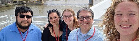 Student researchers Madison Genslinger, Eva Kinwel, Paige Robbins, and Jose Ruiz with Professor William Wetzel, Ph.D., in Pennsylvania.