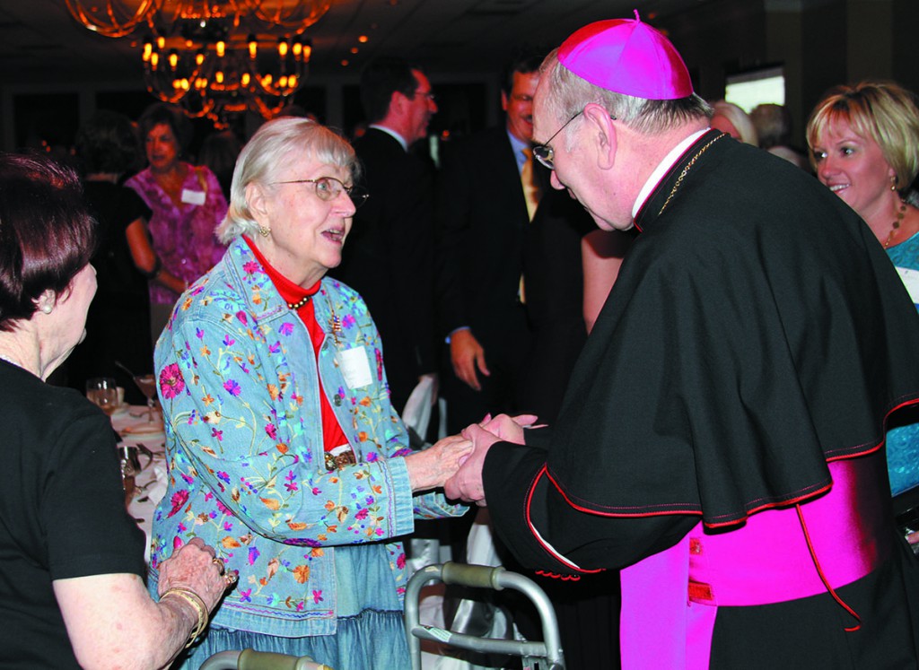 Gen Ann Harris '45 with Bishop Roger J. Foys, D.D., at the President's Society Recognition Dinner in 2012.