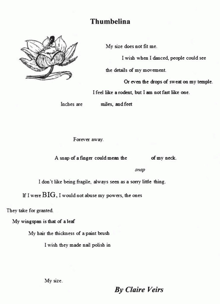 artwork for poem Thumbelina by Claire Veirs